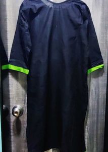 Black Kurta with Neon Green Embroidery