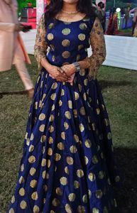 dark blue reseption gown