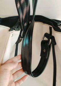 Stylish White &amp; Black Handbag
