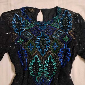 Y2k Vintage Embellished Black Chatpata Desi Top