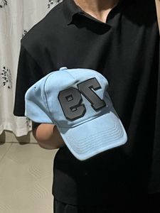 Light Blue Baseball Cap with Black Lettering