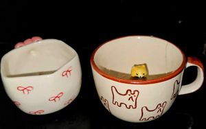 kitty &amp; bow  Ceramic Mug set