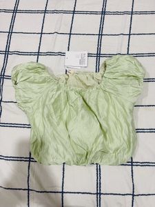 Green Puff Sleeve Top