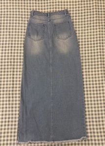Long Denim Skirt with Slit