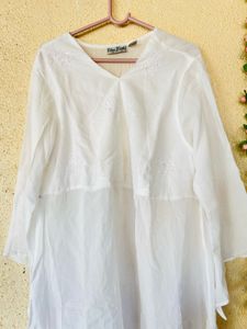 Elegant White Embroidered Kurta Top