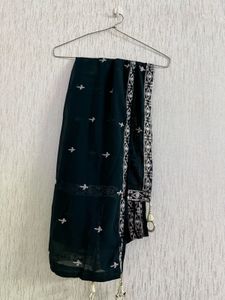 Elegant Black &amp; White Embroidered Gown