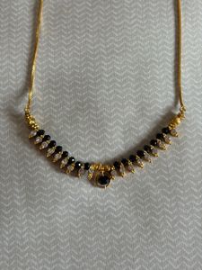 Black Bead Gold Chain Necklace