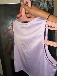 Forever 21 Lavender V-Neck Crop Top