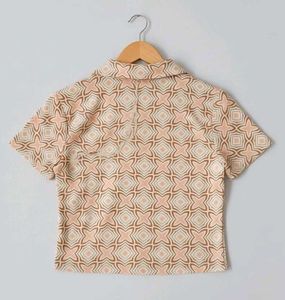 Peach Patterned Crop Top