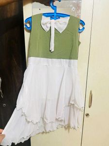 Cute Green &amp; White Dress