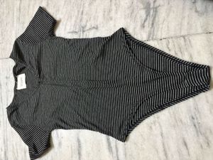 koovs Striped V-Neck Bodysuit