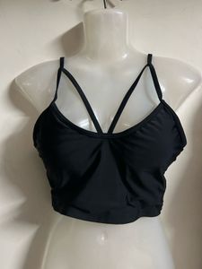 Black Strappy Sports Bra Top