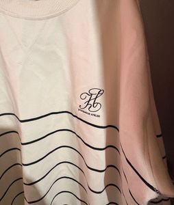 H&amp;M Cream Striped Crewneck Sweatshirt
