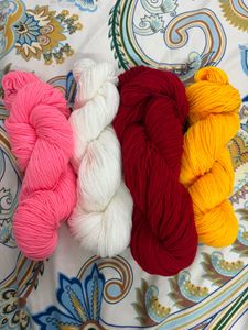 Wool Yarn - Pink, White, Red, Yellow