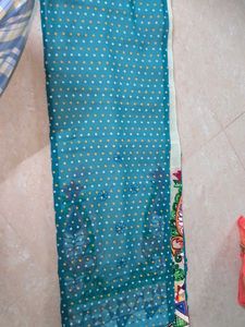 Teal Bandhani Saree