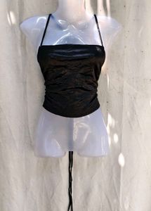 39209. Chic Ruched Black Cami Top