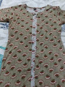 Printed  Long Shrug  Red Flowers