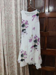 White Floral Sleeveless Dress