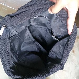 Chic Textured Black Handbag