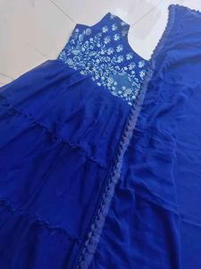 Elegant Blue Anarkali Kurta with Dupatta