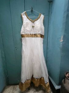 Elegant White & Gold Ethnic Gown