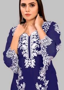 Navy Blue Embroidered Tunic