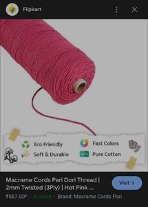 2 mm Macrame Cord - magenta Twisted Thread 1 kg