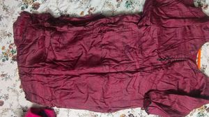 pure tusser silk Maroon Kurta