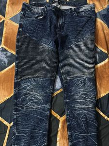 Men's Distressed Moto Jeans