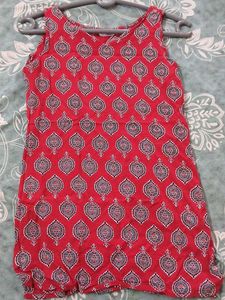 Red Printed Sleeveless Top