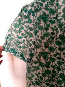 Green Floral Print top for women