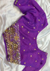 Beautiful Embroidered Purple Saree with blouse