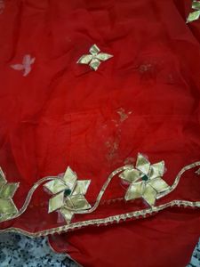 Red saree with Gota patti handwork