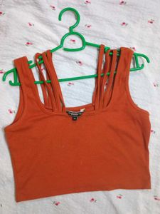 Roadster Trendy Orange Strap Detail Tank Top