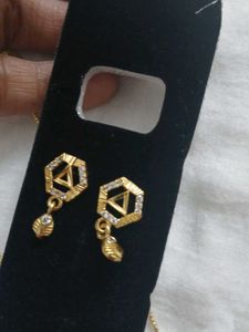 Gold Tone Heart Necklace &amp; Earrings Set