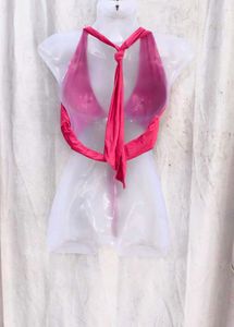 I. Hot Pink Halter Neck Crop Top