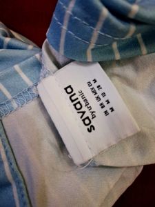 Light Blue Striped Button-Up y2k Shirt