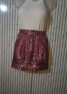 Sparkling Pink Sequin Mini Skirt