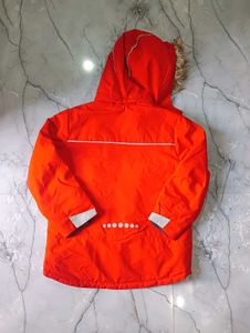 HandM Orange Fur Hooded Winter Coat