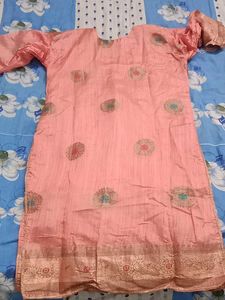Peach Kurta Set with Sharara and Dupatta