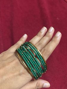 Green Beaded Bangles Set
