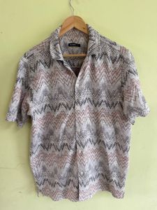 Men's Zigzag Print Short Sleeve Shirt