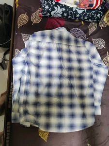 Men's Blue &amp; White Plaid Shirt