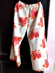 Floral Print Cotton Palazzo Pants