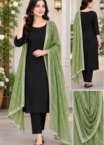 Elegant Green Dupatta with Sequin Work