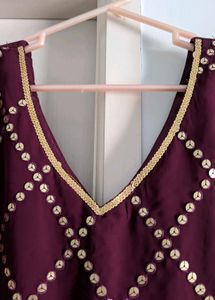 Burgundy Dress with Gold Sequins