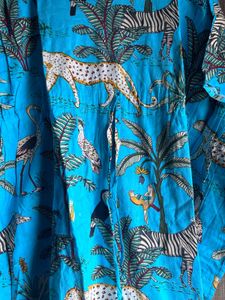 Vibrant Blue Kaftan with Animal Print