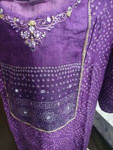Vibrant Purple Bandhani Kurta