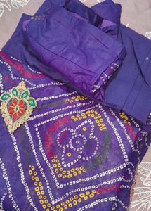 Beautiful Purple Bandhani Saree