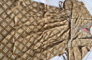 alia cut brown kurta in cotton with nice design